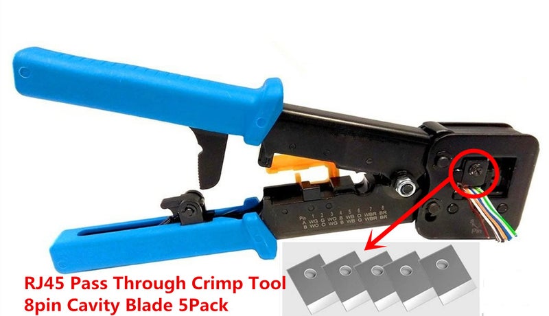 PETECHTOOL RJ45 (5Pack 8pin Cavity Blade) Pass Through Crimp Tool Replacement Blades RJ45 Professional Heavy Duty Crimp Tool Replacement Blades - Image 2